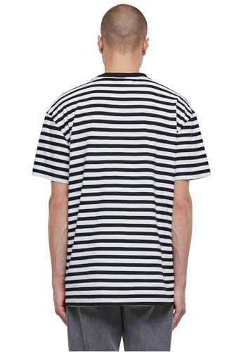 Urban Classics Camiseta de Rayas Regulares, Negro/Blanco, L para Hombre