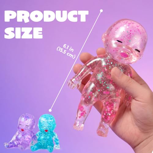 JOYIN 3PCS Baby Stress Relief Toys, 6.1Inch Baby Glitter Squishy Toys, Slow Rising Toys for Kids & Adults, Soft Squeeze Anxiety Relief Fidget Sensory Toy for Gifts, Party Favors, Office - Image 2
