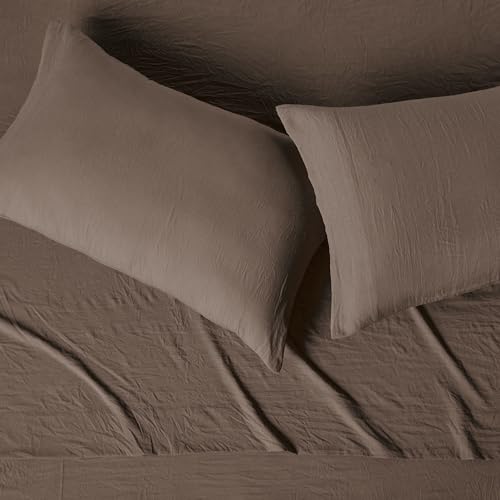 Amazon Basics Brushed Microfiber Sheet Set, Extra Soft, Breathable with Natural Texture, Machine Washable, Elastic Band, 4-Piece, Full, Brown - image 3