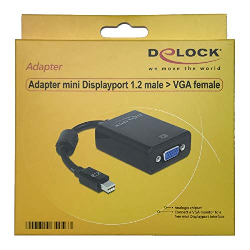 Adaptateur Mini-DisplayPort vers VGA DeLock avec résolution vidéo stable pour moniteur