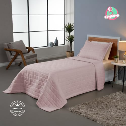 Kit Colcha Cobre Leito Cama Solteiro 2 Peças Dupla Face Soft Matelado em Costura Capa de Travesseiro