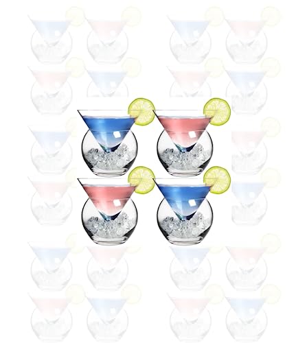 LEMONSODA Stemless Martini Glasses with Chiller - Set of 32 - Elegant Cocktail Glass Set- Martini Gift Set for Margarita, Espresso Martinis; Cosmopolitan, Manhattan Cocktails - Housewarming Gifts