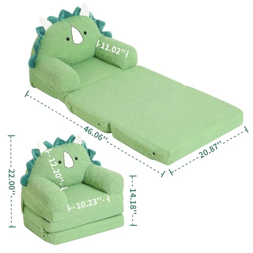image for MOMCAYWEX Foldable Kids Sofa, Triceratops Toddler Couch with Tri Foldi