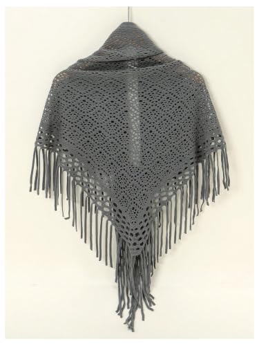 Image of Verdusa Women's Boho Fringe Crochet Shawl Hollow Out Knitted Wrap Cape Cardigan