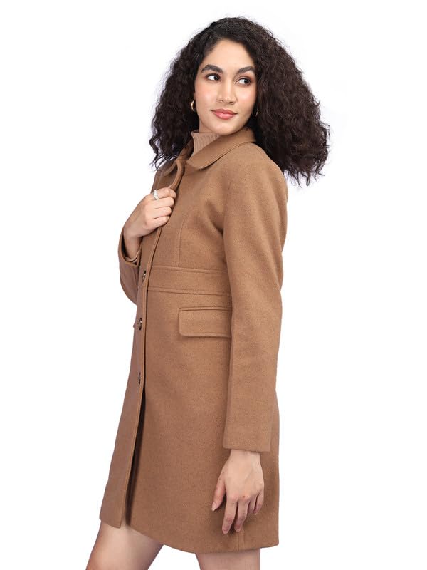 Image of PLAGG Women Winter Wear Long Length Overcoat with Wool blend and Comfort fit