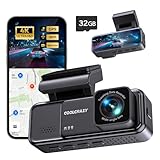 COOLCRAZY 4K Dash Cam Front, Built-in WiFi GPS, Dash Camera for Cars, 3.2' IPS Screen Dashcam with App Control, Free 32G Card, 170°Wide Angle, 24H Parking Mode, WDR, Night Vision, G-Sensor