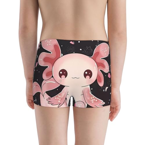 Boys' Cotton Boxer Brief Soft Underwear-Cute Axolotl Sakura Blossoms3