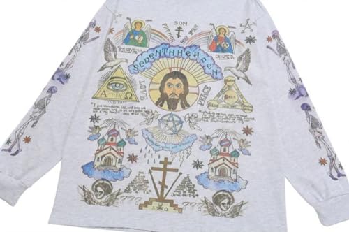 Men's Retro Street Clothing T-Shirt Gods Graphic Hip-hop T-Shirt Cross Casual T-Shirt Long Sleeved Cotton top T-Shirt3