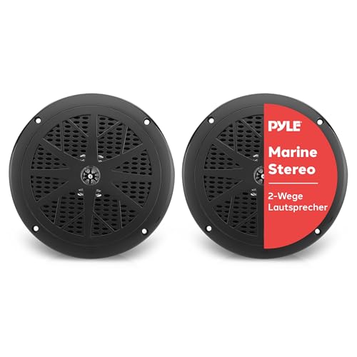 Pyle Marine Einbaulautsprecher für Boot & Außenbereich – 2-Wege Outdoor Lautsprecher, Wasserdicht & UV-Beständig, 120 W, Ø 16,6 cm, Schwarz