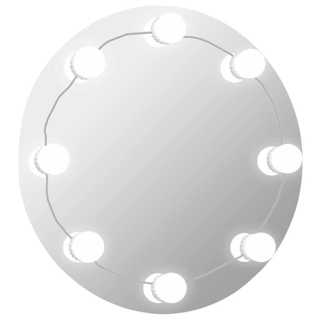 vidaXL Espejo de Pared con Luces LED Pasillo Entrada Cuarto de Baño Ducha Aseo Colgante Decoración Habitación Salón Sala de Estar Redondo de Vidrio