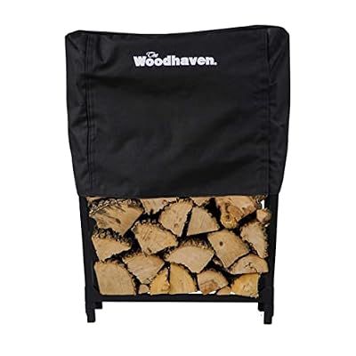 Woodhaven Tall Fireside Firewood Rack - Made In The USA - Indoor Hearth Log Storage - Optional Seasoning Cover - Perfect For BBQ - Fire Pits And Fireplace Storage - Portable Rack (Cover)