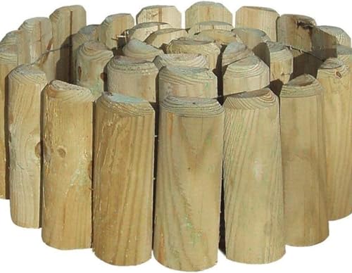 KHAPALWAK Wooden Lawn Edging Border, Durable Fence Panels, Wooden Border Roll, Lawn Edging Fence, Garden Edging Border with Stainless Steel Fittings (180x15CM)