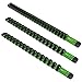 Olsa Tools 3 Pcs Kit Aluminum Socket Organizer 1/4-Inch Drive x 24 Clips, 3/8-Inch Drive x 18 Clips, 1/2-Inch Drive x 16 Clips | Premium Quality Tool Holder (Green)
