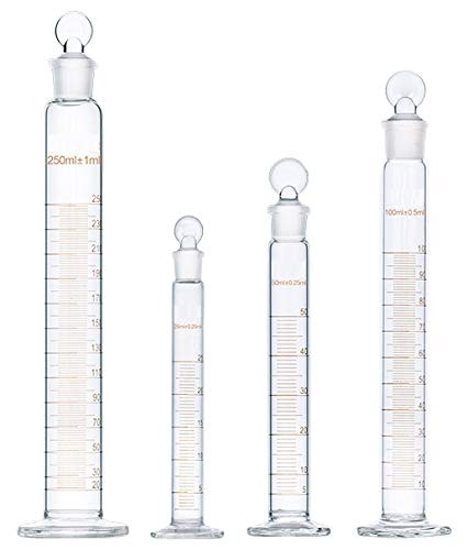 DONLAB DLA0025 Glass 25ml Graduated Cylinder with Ground Glass Stopper Measuring Cylinder Mixing Cylinder