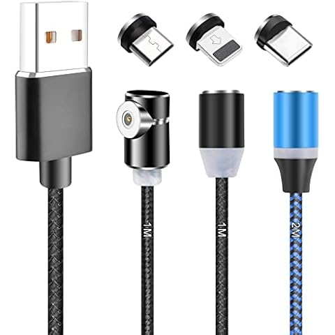 Magnetic USB Charging Cable Micro USB Type C IProduct with LED, Multi 3-in-1 Cable Charger for Android Phone Multiple Charging Adapters Fast Charge Kyerivs (3-Packs 3.3ft 6.6ft) Cover
