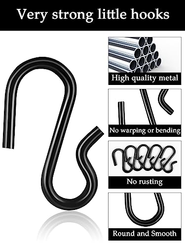 Sheryl&Rain Mini S Haken, 2.6cm Haken zum Einhängen Klein,120 Stück S Haken Schwarz, S-Haken Klein, Mini S Metallhaken Hakenverbinder für Lichterkette Handwerk Schmuck Topfpflanzen Dekorative