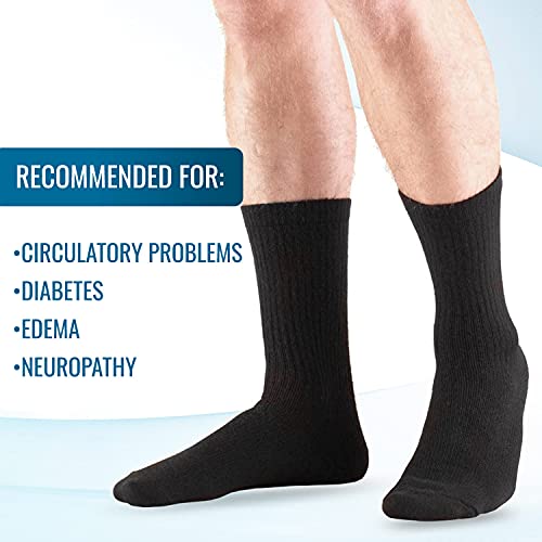 Image of Heelbo Diabetic Socks for Sensitive Feet Without Elastic for Men and Women for Circulatory Problems, Edema and Neuropathy, Mild Compression, Black, Small
