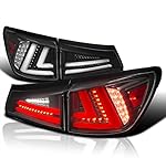 SPEC-D TUNING Black Housing Clear Lens LED Bar Tail Lights Compatible with 2006-2008 Lexus IS250 IS350 Left + Right Pair Assembly