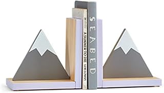 CribMATE Wooden Snow Mountain Bookends for Nursery Room/Kids Room Decor (Purple)