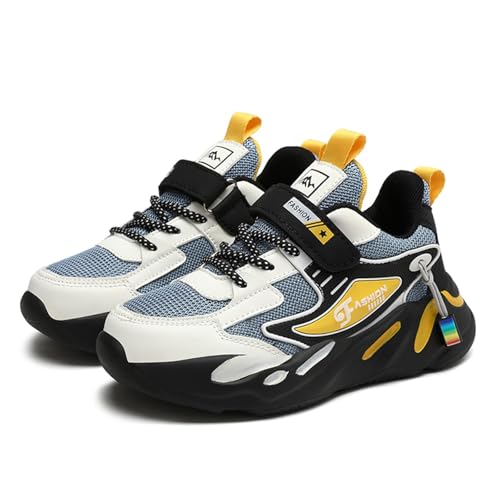 Btksdas Boys' Sneakers Slip On Breathable Boys Running Shoes Tennis Athletic Gym Sports Walking Shoes For Boys Girls Shoes Black/Yellow 3.5 Big Kid thumb #2