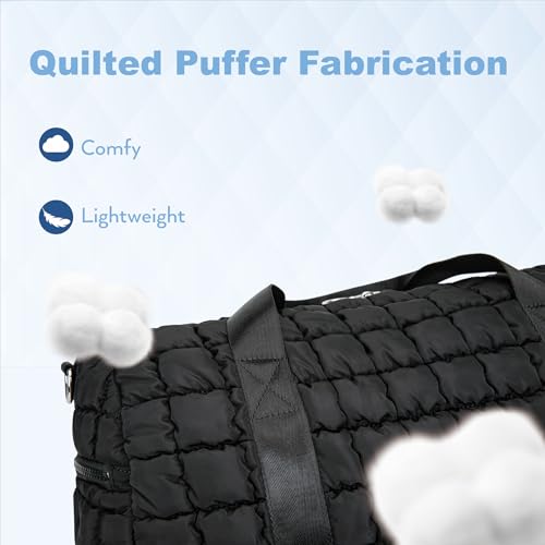 Gym Bag for Women, Duffle Bag for Travel with Shoes Compartment and Wet Pocket, Carry on Weekender Bag with Trolley Sleeve, Personal Item Bag Sports Duffel Dance Bag, Black2