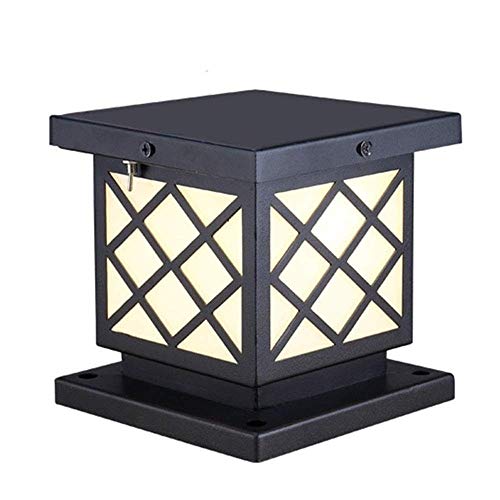 KMYX Fundido a presión Solar LED Publicar cuadrados linterna de aluminio Negro impermeable profesional de Pilar IP55 al aire libre luz de la linterna Exterior for paisaje patio