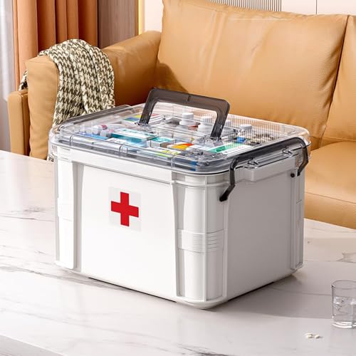 Large Capacity Medicine Organizer Box with Handle, Plastic M...