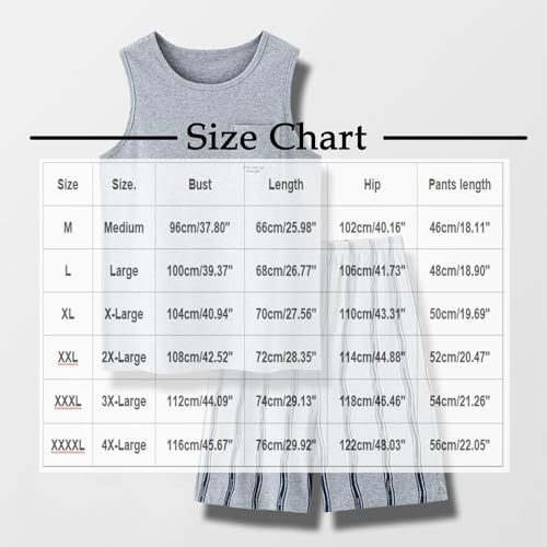Mens Tank Top Pajama Matching Set Sleeveless Sleepwear and Shorts Two Piece Loungewear Outfits Comfy Home Wear3
