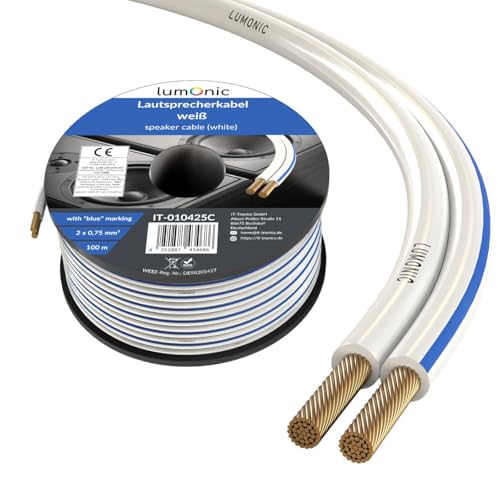 Câble pour enceintes hi-fi Lumonic Blanc pour installer le home cinéma de votre salon