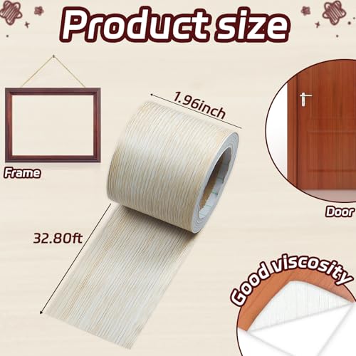 Image of Wood Grain Tape, 2 inch X 32 ft Adhesive Tape for Furniture, 1 Roll Beige Decorative Duct Tape Wood Repair Tape for Doors, Floors, Window, Tables, Chairs, Baseboard, Cabinet, Kitchen
