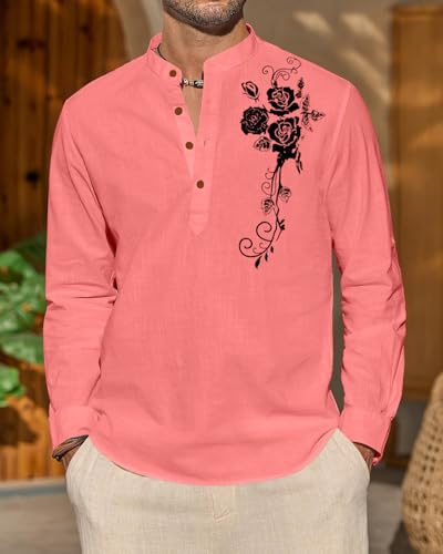 Image of Zombom Men's Cotton Polyester Blend Mandarin Collar Self One Design Printed Full Sleeve Casual Short Kurta