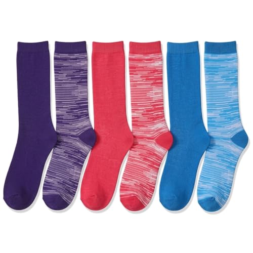 Image of Tipi Toe Women's 6-Pack Funky Crew Socks | Colorful Fun Patterned Novelty Dress Socks, Sizes 9-13