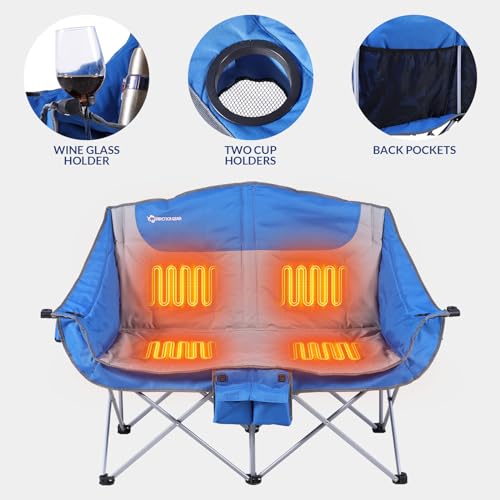 ANTARCTICA GEAR Heated Double Camping Chair, 2-Person Folding Chair with 12V 16000mAh Battery Pack, Heated Portable Loveseat Chair, for Outdoor - Image 6