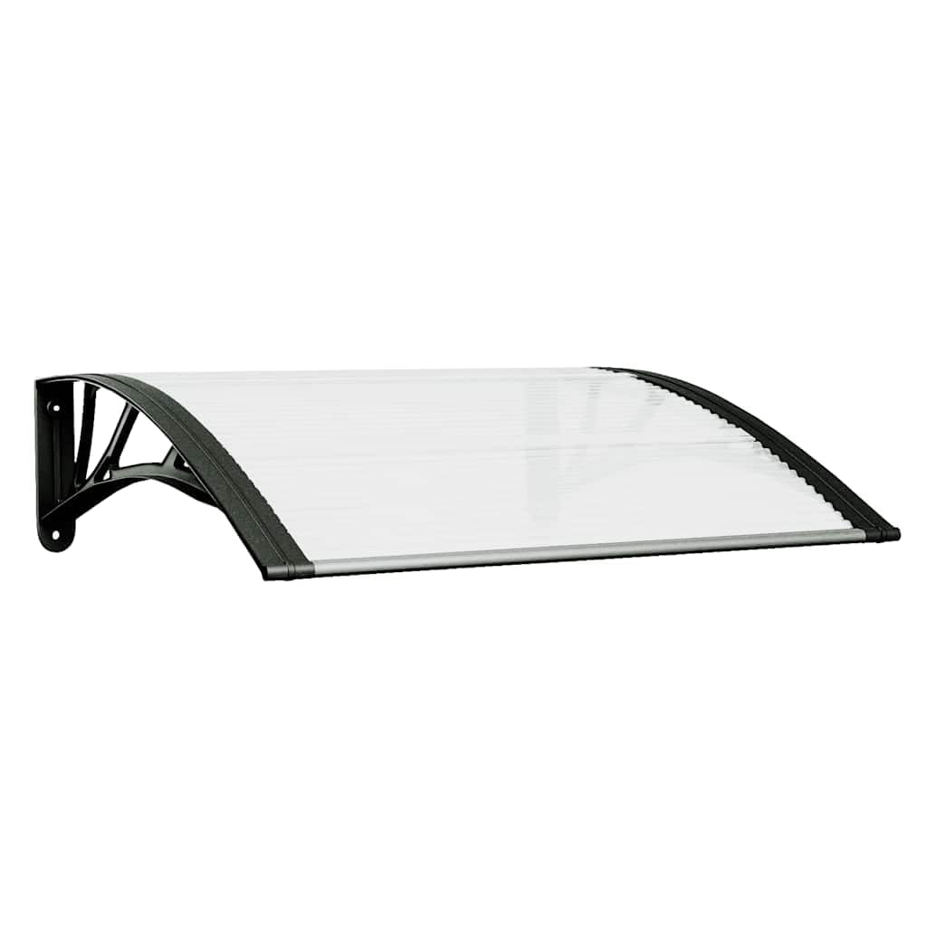 Marquesina para puerta, 80 x 75 cm, policarbonato, negro, transparente