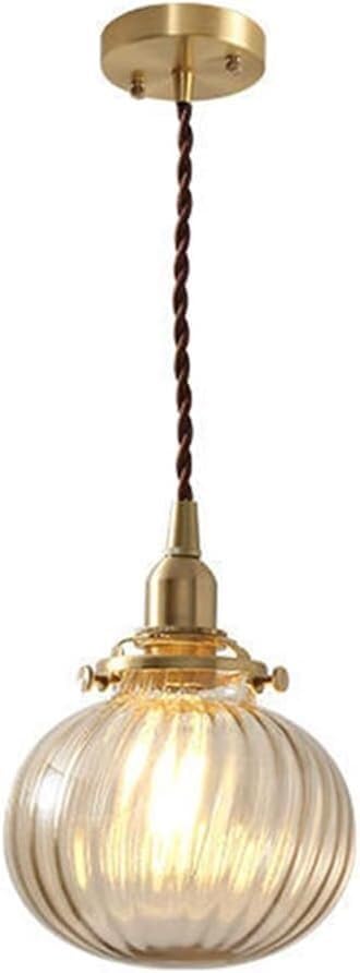 Luminaire d'îlot en forme de citrouille avec suspension verre transparent vintage