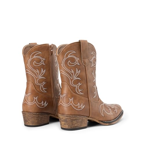 dream pairs women39s cowboy cowgirl western boots embroidered stitched ankle boots square toe chunky heel fashion short booties with zipper