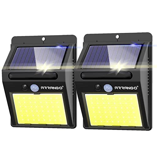 ARRANCIO Luces Solares Led Exterior Jardin, 48 COB, Luz Solar Exterior, Foco Solar Exterior Con Sensor De Movimiento, Sensor Crepuscular Y Paneles Solares, 3 Modos, Impermeable IP65 (S-COB, 2uni) Cover