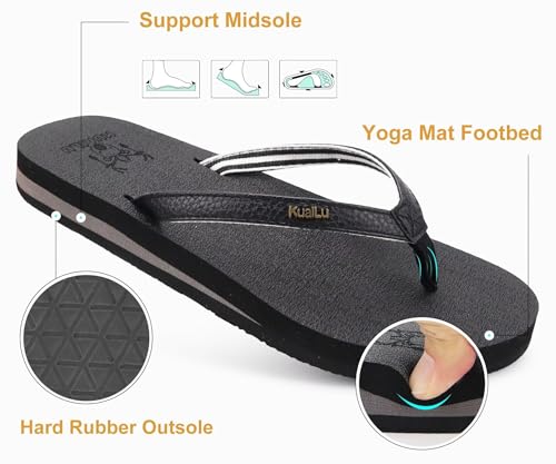 Image of KuaiLu Flip Flops for Women with Arch Support Summer Beach Thong Sandals