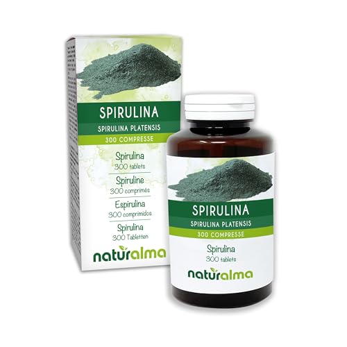 Espirulina (Spirulina platensis o Arthrospira platensis) talo (alga) Naturalma - 150 g - 300 comprimidos - Complemento alimenticio - Natural y Vegano