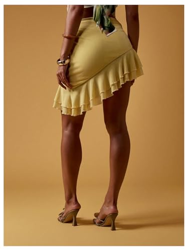 Verdusa Women's Y2K Layered Ruffle Mini Skirt High Waisted Asymmetrical Flowy Coquette Skirts3