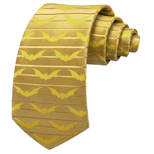 Image of Barry.Wang Man Tie Sets Batman Extra Long Necktie Silk Woven Handkerchief Cufflinks Festival Party Gift Gold