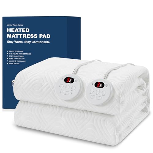 Easthome Heated Mattress Pad Queen Size - Embossed Electric Mattress Pad Cover Dual Control - 1-10...