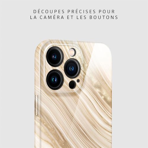 Coque iPhone 15 Pro Max effet marbre Bliss Or Beige pour un look chic