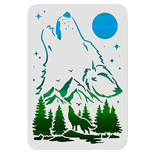 FINGERINSPIRE Pochoirs de décoration réutilisables A4 Motif loup 29,7 x 21,1 cm