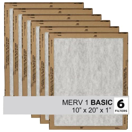 Filtrete 10x20x1 Air Filter 3M MERV 1 HVAC AC Furnace Filter Replacement 6-Pack (Actual Size 9.81x19.81x0.88 in)