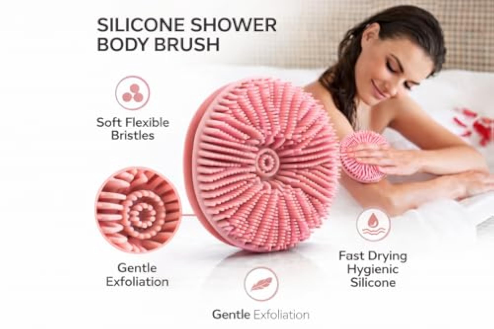 Double Sided Silicone Shower Brush for Gentle Exfoliating