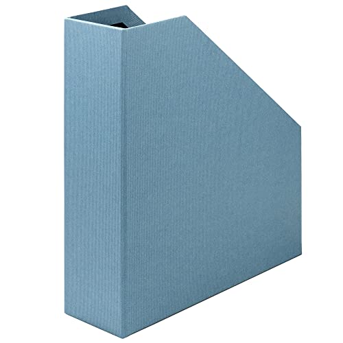 Rössler SOHO Stehsammler A4 mit Griff | Stehsammler Pappe aus stabilem Karton | Büro Organizer | Schreibtisch Organizer | Zeitschriftenhalter | 315 x 260 x 80 mm | 1 Stück | Farbe: Blau | Denim