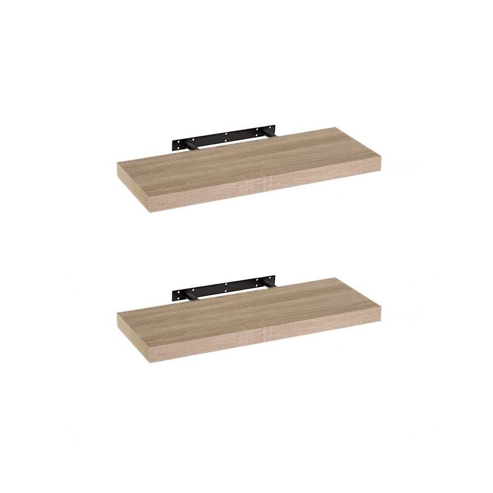 LOLAhome Set de 2 estantes de Pared flotantes de MDF Natural Decorativo,Balda de Pared, De 23x60 cm para Salón, Cocina, Oficina, Dormitorio,Resistente
