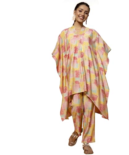 Image of Libas Womens Printed Silk Blend Co ord Set for Women | daily wear | casual wear | office wear