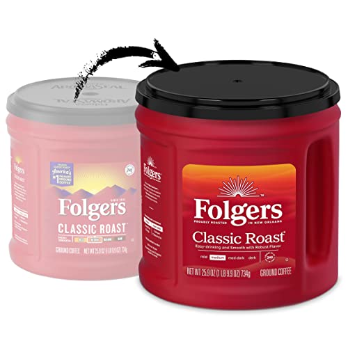 Image of Folgers Classic Roast Ground Coffee, Medium Roast Coffee, 25.9 Ounce Canister